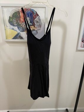 JoyLab Black Game Day Strappy Active Dress with Shorts Side Slit